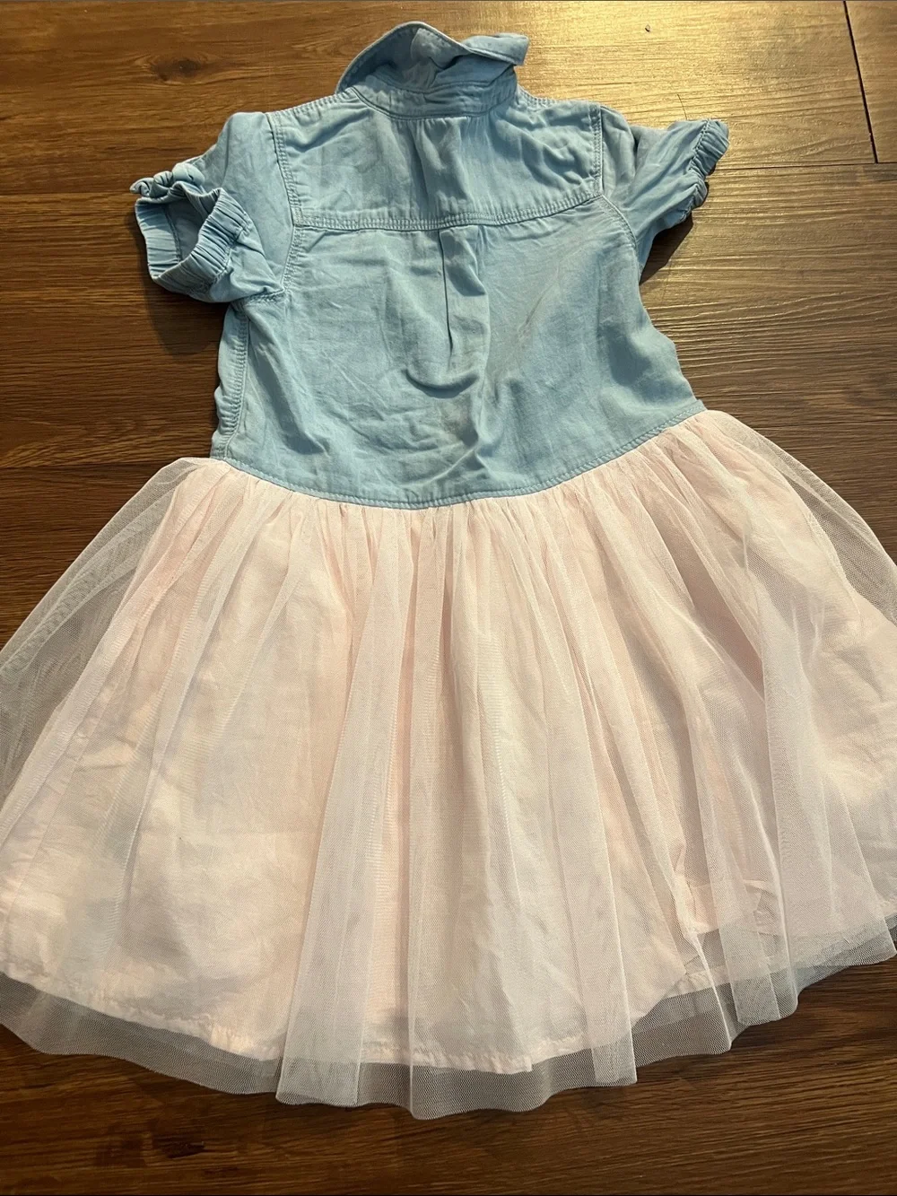 OshKosh B'gosh Light Blue Chambray Top with Pale Pink Tulle Skirt Dress